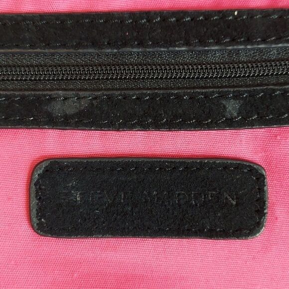 Steve Madden Black Suede Fringe Crossbody Satchel - Picture 14 of 16